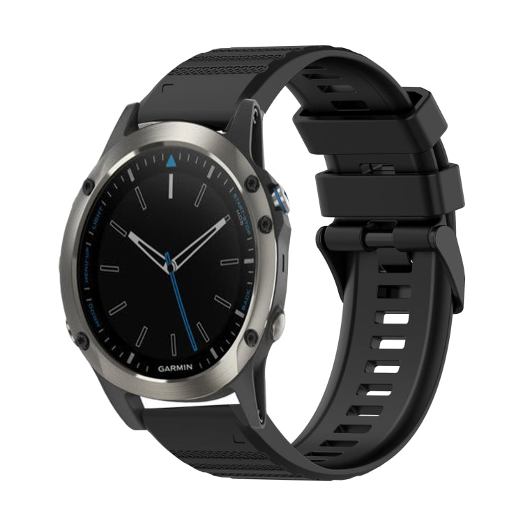 For Garmin Quatix 5 Sapphire 22mm Horizontal Texture Silicone Watch Band with Removal Tool(Black) by bashfashion