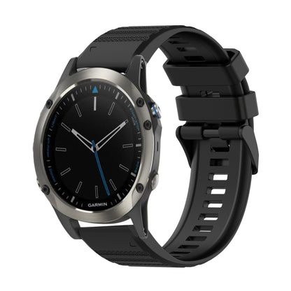 For Garmin Quatix 5 Sapphire 22mm Horizontal Texture Silicone Watch Band with Removal Tool(Black) by bashfashion