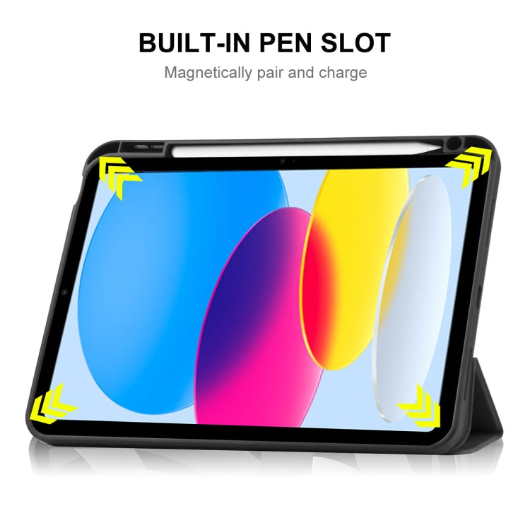 For iPad 2025 / 2022 ENKAY TPU Back Cover Smart Leather Stand Tablet Case with Pen Slot(Purple) by ENKAY