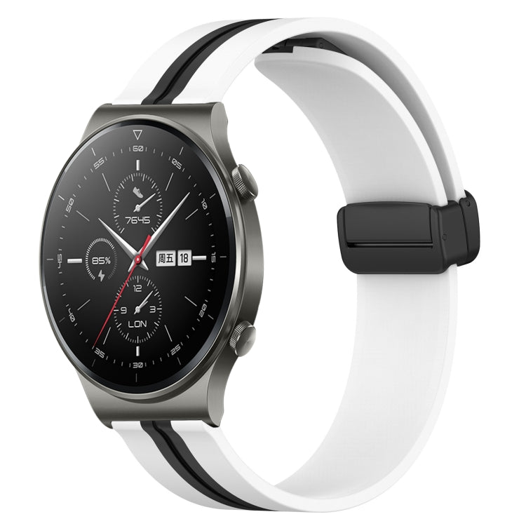 For Huawei GT2 Pro 22mm Folding Magnetic Clasp Silicone Watch Band(White+Black) by bashfashion