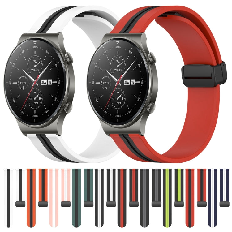 For Huawei GT2 Pro 22mm Folding Magnetic Clasp Silicone Watch Band(White+Black) by bashfashion