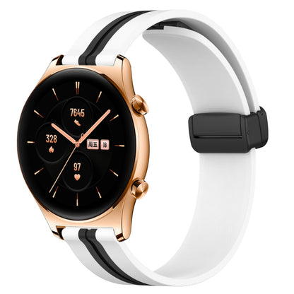For Honor Watch GS 3 22mm Folding Magnetic Clasp Silicone Watch Band(White+Black) by bashfashion
