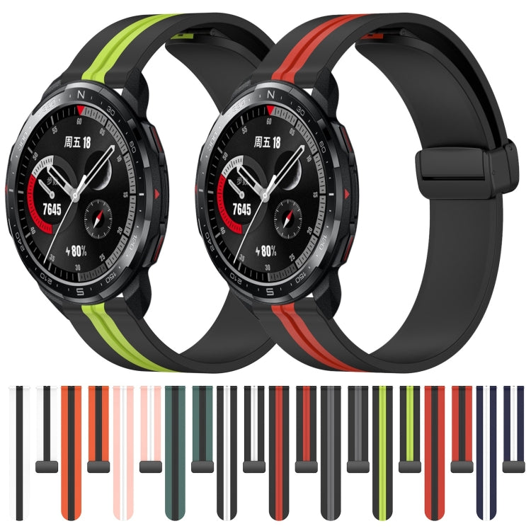 For Honor Watch GS Pro 22mm Folding Magnetic Clasp Silicone Watch Band(White+Black) by bashfashion