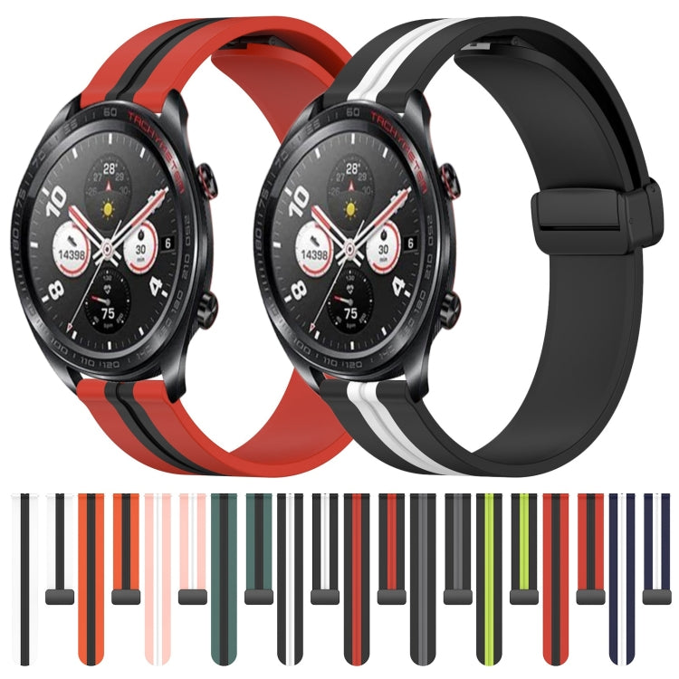 For Honor Watch Dream 22mm Folding Magnetic Clasp Silicone Watch Band(White+Black) by bashfashion