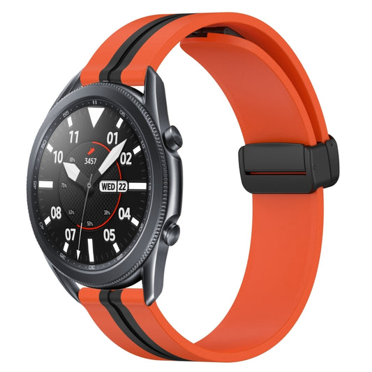 For Samsung Galaxy Watch3 45mm 22mm Folding Magnetic Clasp Silicone Watch Band(Orange+Black) by bashfashion