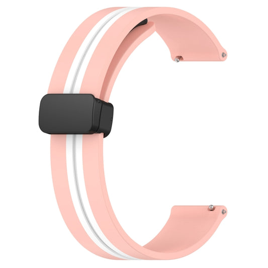 For Samsung Galaxy Watch3 45mm 22mm Folding Magnetic Clasp Silicone Watch Band(Pink+White) by bashfashion
