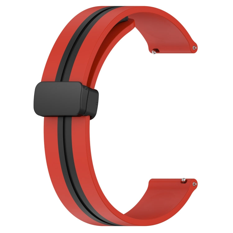 For Samsung Galaxy Watch3 45mm 22mm Folding Magnetic Clasp Silicone Watch Band(Red+Black) by bashfashion