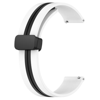 For Samsung Galaxy Watch 46mm 22mm Folding Magnetic Clasp Silicone Watch Band(White+Black) by bashfashion