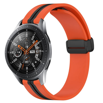 For Samsung Galaxy Watch 46mm 22mm Folding Magnetic Clasp Silicone Watch Band(Orange+Black) by bashfashion