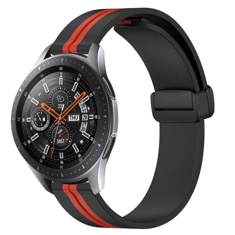 For Samsung Galaxy Watch 46mm 22mm Folding Magnetic Clasp Silicone Watch Band(Black+Red) by bashfashion