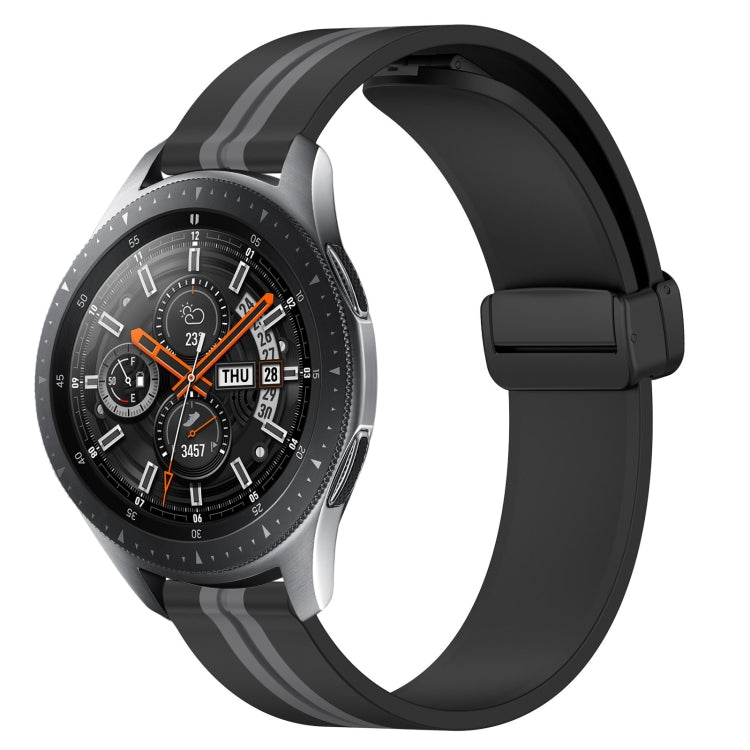 For Samsung Galaxy Watch 46mm 22mm Folding Magnetic Clasp Silicone Watch Band(Black+Grey) by bashfashion