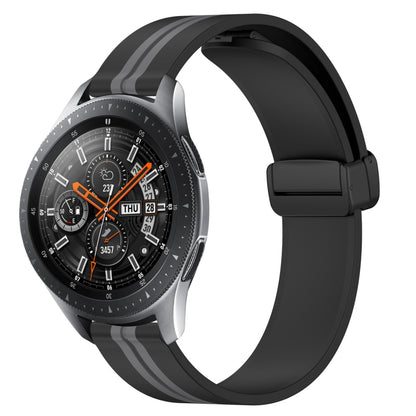 For Samsung Galaxy Watch 46mm 22mm Folding Magnetic Clasp Silicone Watch Band(Black+Grey) by bashfashion
