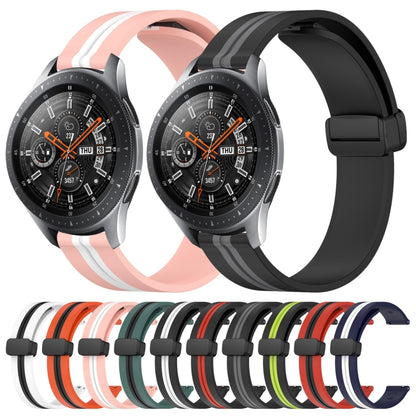 For Samsung Galaxy Watch 46mm 22mm Folding Magnetic Clasp Silicone Watch Band(White+Black) by bashfashion