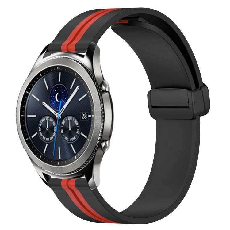For Samsung Gear S3 Classic 22mm Folding Magnetic Clasp Silicone Watch Band(Black+Red) by bashfashion