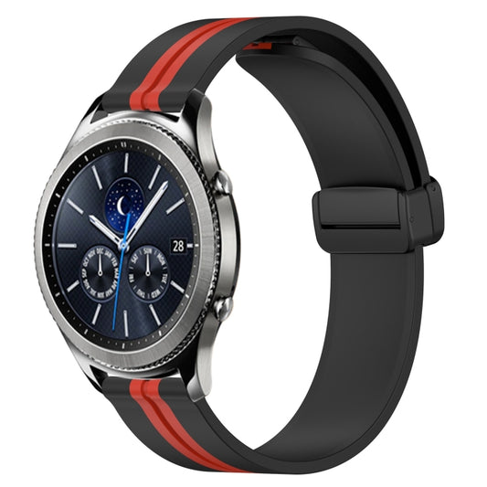 For Samsung Gear S3 Classic 22mm Folding Magnetic Clasp Silicone Watch Band(Black+Red) by bashfashion