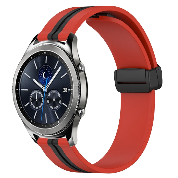 For Samsung Gear S3 Classic 22mm Folding Magnetic Clasp Silicone Watch Band(Red+Black) by bashfashion
