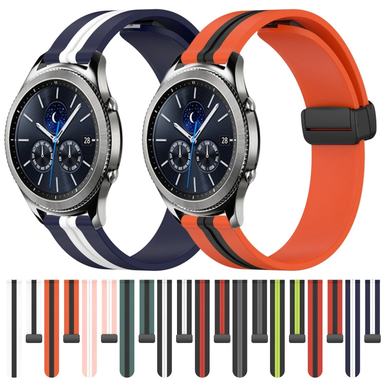 For Samsung Gear S3 Classic 22mm Folding Magnetic Clasp Silicone Watch Band(Black+Red) by bashfashion