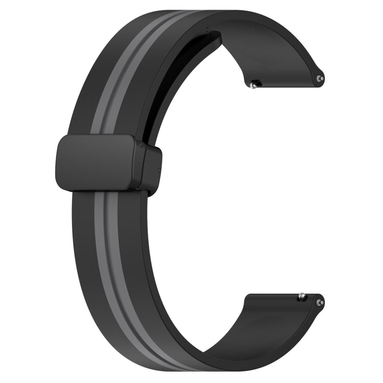 For Samsung Gear S3 Frontier 22mm Folding Magnetic Clasp Silicone Watch Band(Black+Grey) by bashfashion