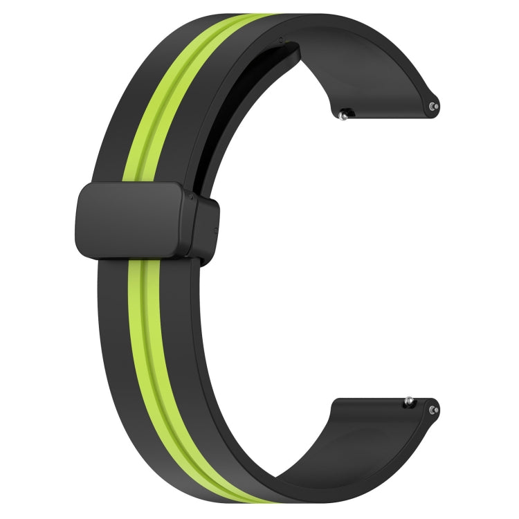 For Samsung Gear S3 Frontier 22mm Folding Magnetic Clasp Silicone Watch Band(Black+Lime Green) by bashfashion
