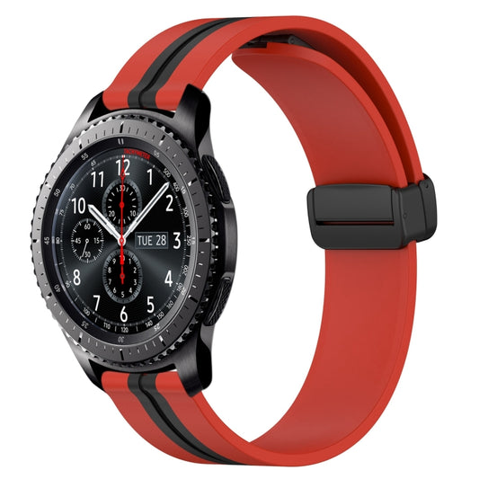 For Samsung Gear S3 Frontier 22mm Folding Magnetic Clasp Silicone Watch Band(Red+Black) by bashfashion