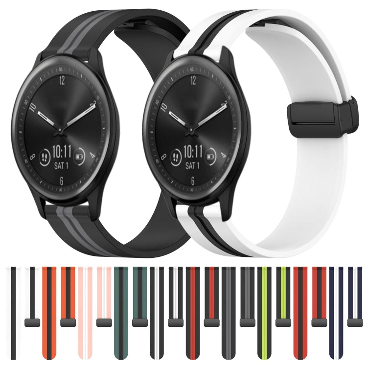 For Garmin Vivomove Sport 20mm Folding Magnetic Clasp Silicone Watch Band(White+Black) by bashfashion