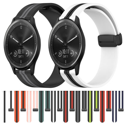 For Garmin Vivomove Sport 20mm Folding Magnetic Clasp Silicone Watch Band(White+Black) by bashfashion