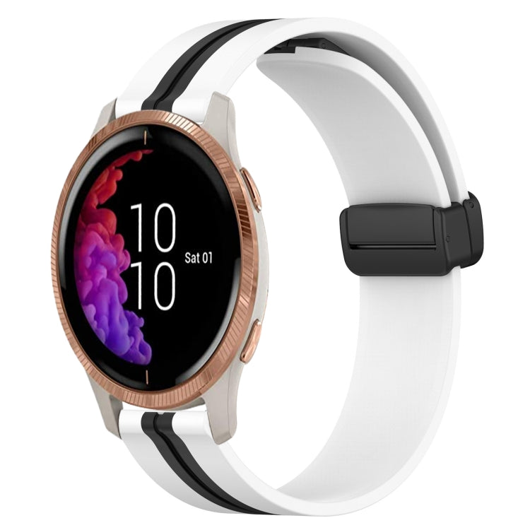 For Garmin Venu 20mm Folding Magnetic Clasp Silicone Watch Band(White+Black) by bashfashion