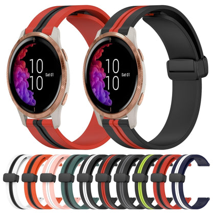 For Garmin Venu 20mm Folding Magnetic Clasp Silicone Watch Band(White+Black) by bashfashion