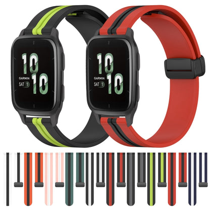 For Garmin Forerunner Sq2 20mm Folding Magnetic Clasp Silicone Watch Band(White+Black) by bashfashion