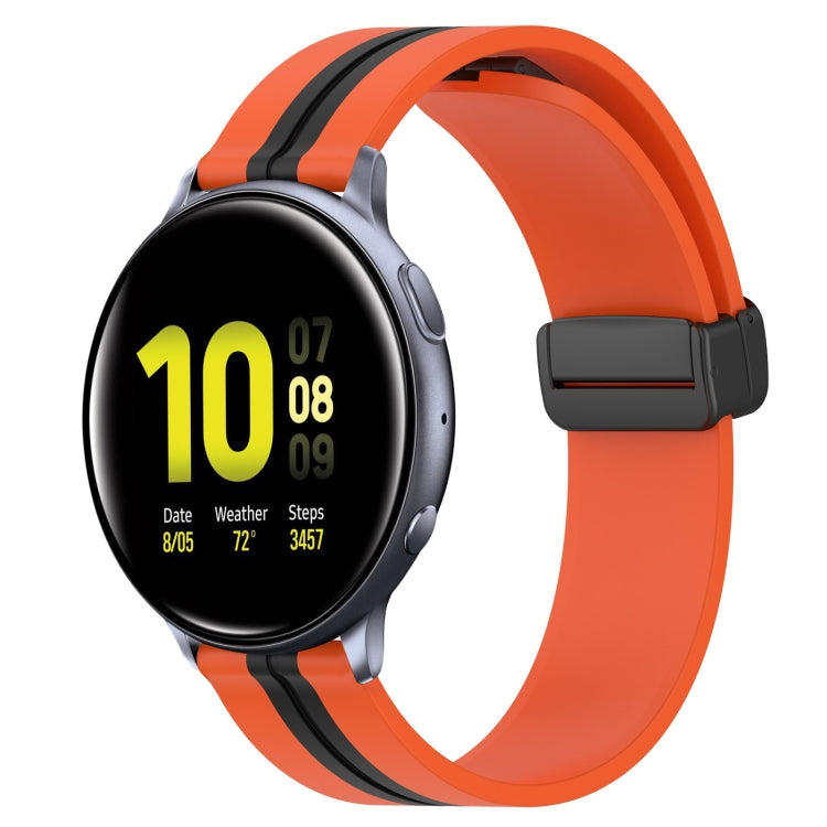 For Samsung Galaxy Watch Active 2 40mm 20mm Folding Magnetic Clasp Silicone Watch Band(Orange+Black) by bashfashion