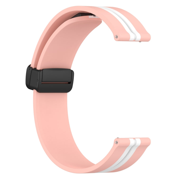For Samsung Galaxy Watch Active 2 44mm 20mm Folding Magnetic Clasp Silicone Watch Band(Pink+White) by bashfashion