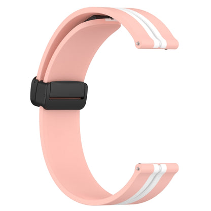For Samsung Galaxy Watch Active 2 44mm 20mm Folding Magnetic Clasp Silicone Watch Band(Pink+White) by bashfashion