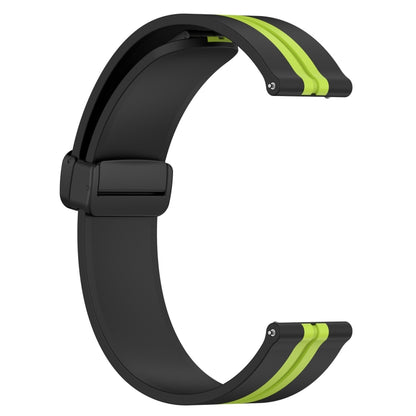 For Samsung Galaxy Watch 42mm 20mm Folding Magnetic Clasp Silicone Watch Band(Black+Lime Green) by bashfashion