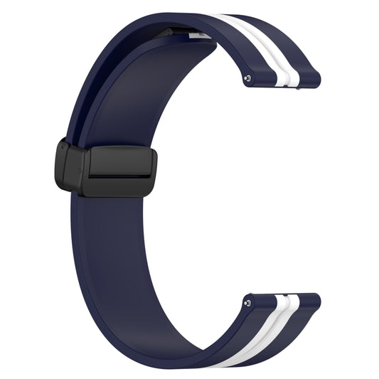 For Samsung Galaxy Watch 42mm 20mm Folding Magnetic Clasp Silicone Watch Band(Midnight Blue + White) by bashfashion