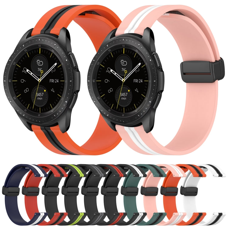 For Samsung Galaxy Watch 42mm 20mm Folding Magnetic Clasp Silicone Watch Band(White+Black) by bashfashion
