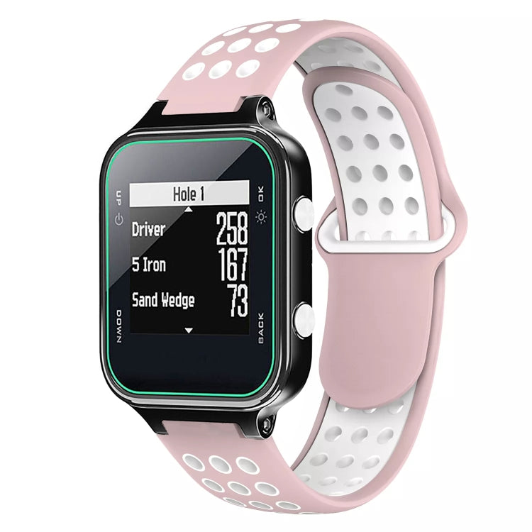 For Garmin Approach S20 Two-Color Punched Breathable Silicone Watch Band(Pink+White) by bashfashion