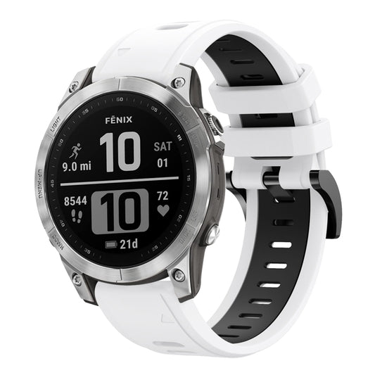 For Garmin Fenix 7 22mm Two-Color Sports Silicone Watch Band(White+Black) by bashfashion