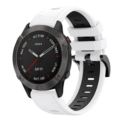 For Garmin Fenix 6 Sapphire GPS 22mm Two-Color Sports Silicone Watch Band(White+Black) by bashfashion