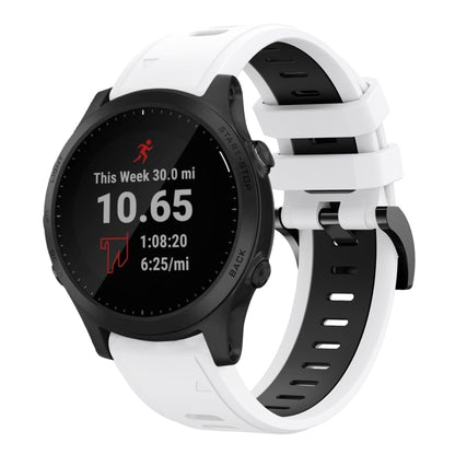 For Garmin Forerunner 945 22mm Two-Color Sports Silicone Watch Band(White+Black) by bashfashion