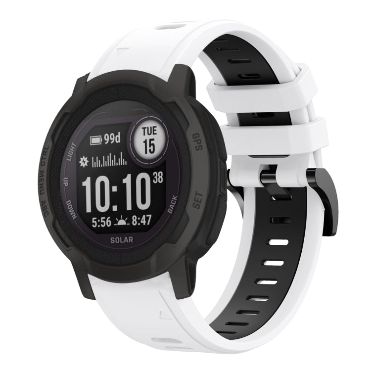 For Garmin Instinct 2 22mm Two-Color Sports Silicone Watch Band(White+Black) by bashfashion