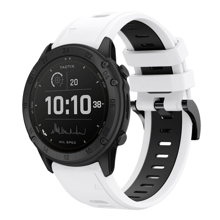 For Garmin Tactix Delta 26mm Two-Color Sports Silicone Watch Band(White+Black) by bashfashion