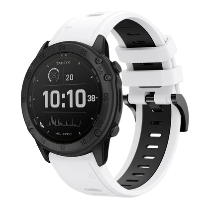 For Garmin Tactix Delta 26mm Two-Color Sports Silicone Watch Band(White+Black) by bashfashion