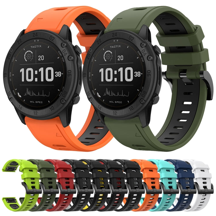 For Garmin Tactix Delta 26mm Two-Color Sports Silicone Watch Band(White+Black) by bashfashion