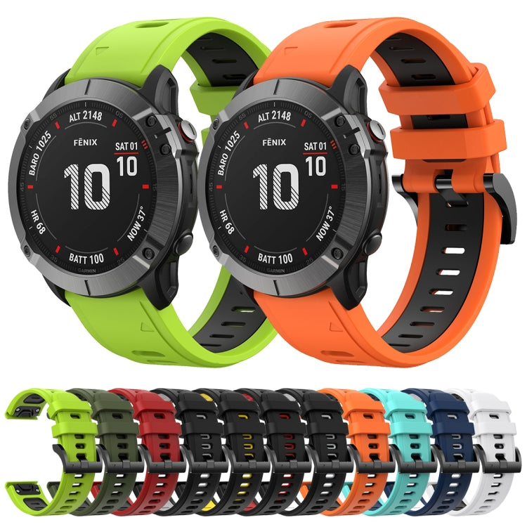 For Garmin Fenix 6X Pro 26mm Two-Color Sports Silicone Watch Band(White+Black) by bashfashion