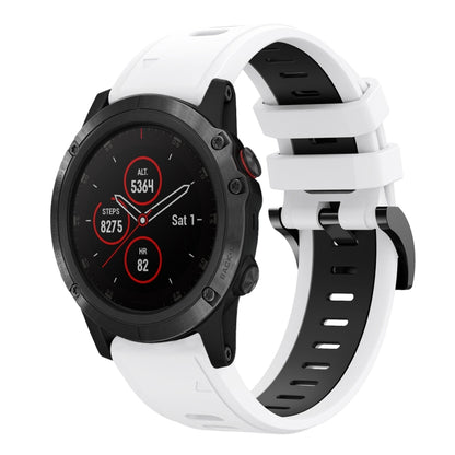For Garmin Fenix 5X Plus 26mm Two-Color Sports Silicone Watch Band(White+Black) by bashfashion