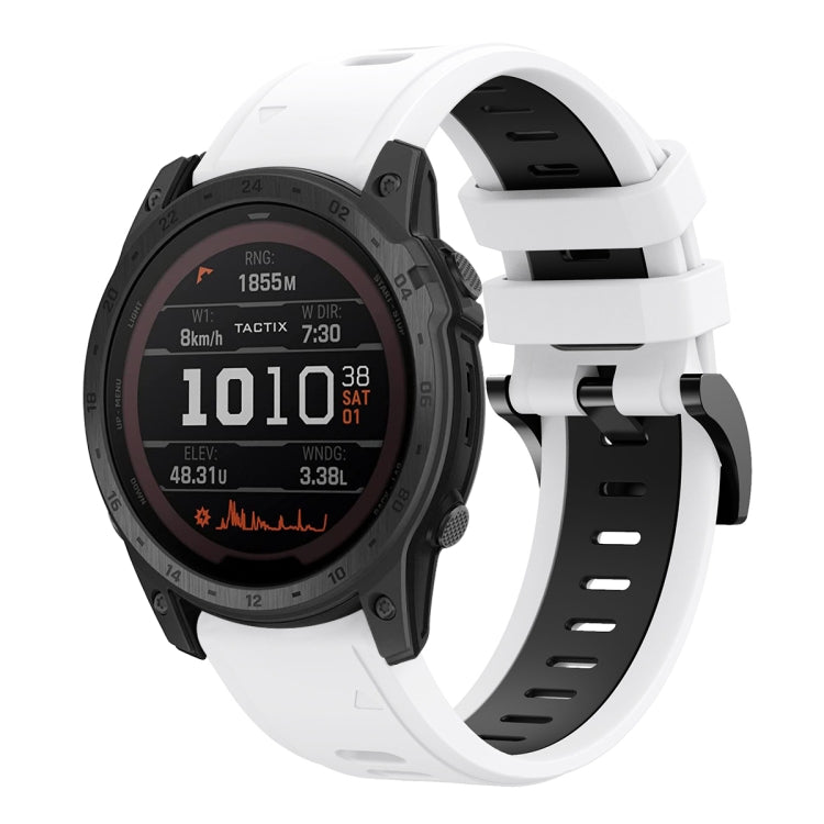 For Garmin TACTIX 7 / 7Pro 26mm Two-Color Sports Silicone Watch Band(White+Black) by bashfashion