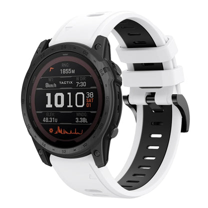 For Garmin TACTIX 7 / 7Pro 26mm Two-Color Sports Silicone Watch Band(White+Black) by bashfashion