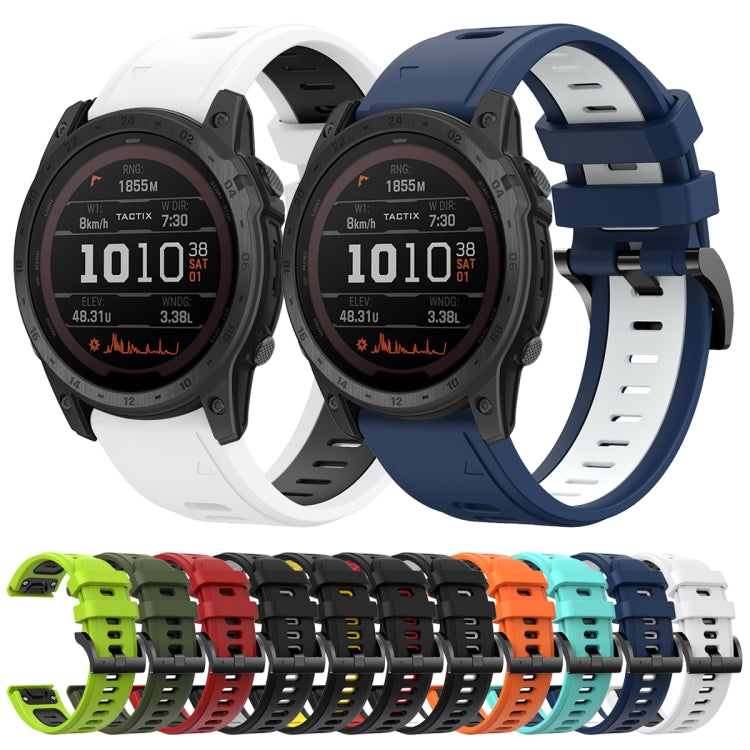 For Garmin TACTIX 7 / 7Pro 26mm Two-Color Sports Silicone Watch Band(White+Black) by bashfashion