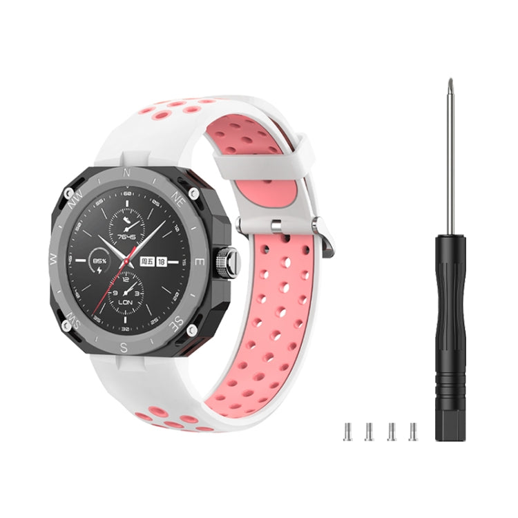 For Huawei Watch GT Cyber Two-Color Breathable Watch Band(White+Pink) by bashfashion