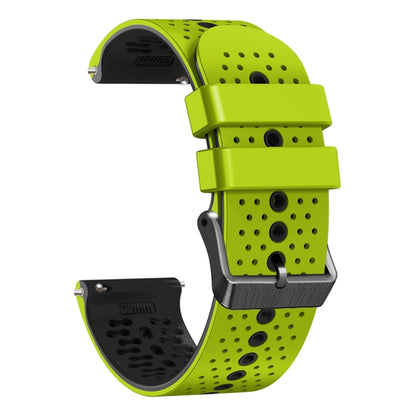 For Samsung Galaxy Watch3 45mm 22mm Perforated Two-Color Silicone Watch Band(Lime+Black) by bashfashion